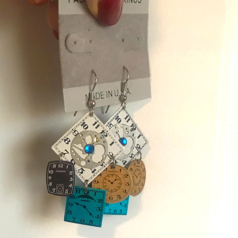 Women’s Clock Face Dangle Earrings